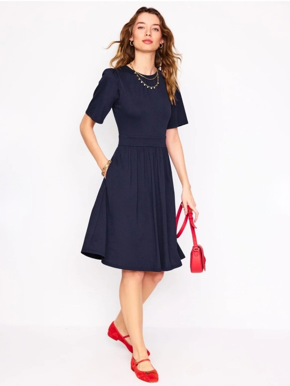 NWT Boden Navy Louisa Short Jersey Dress Size US 10R (UK 14R)